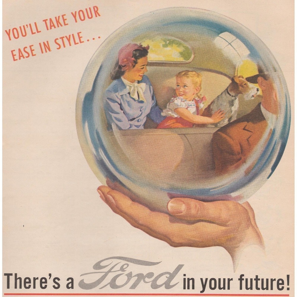 1945 Ford Motor Company Print Ad WW2 Era Automobile Star of Future Advertising